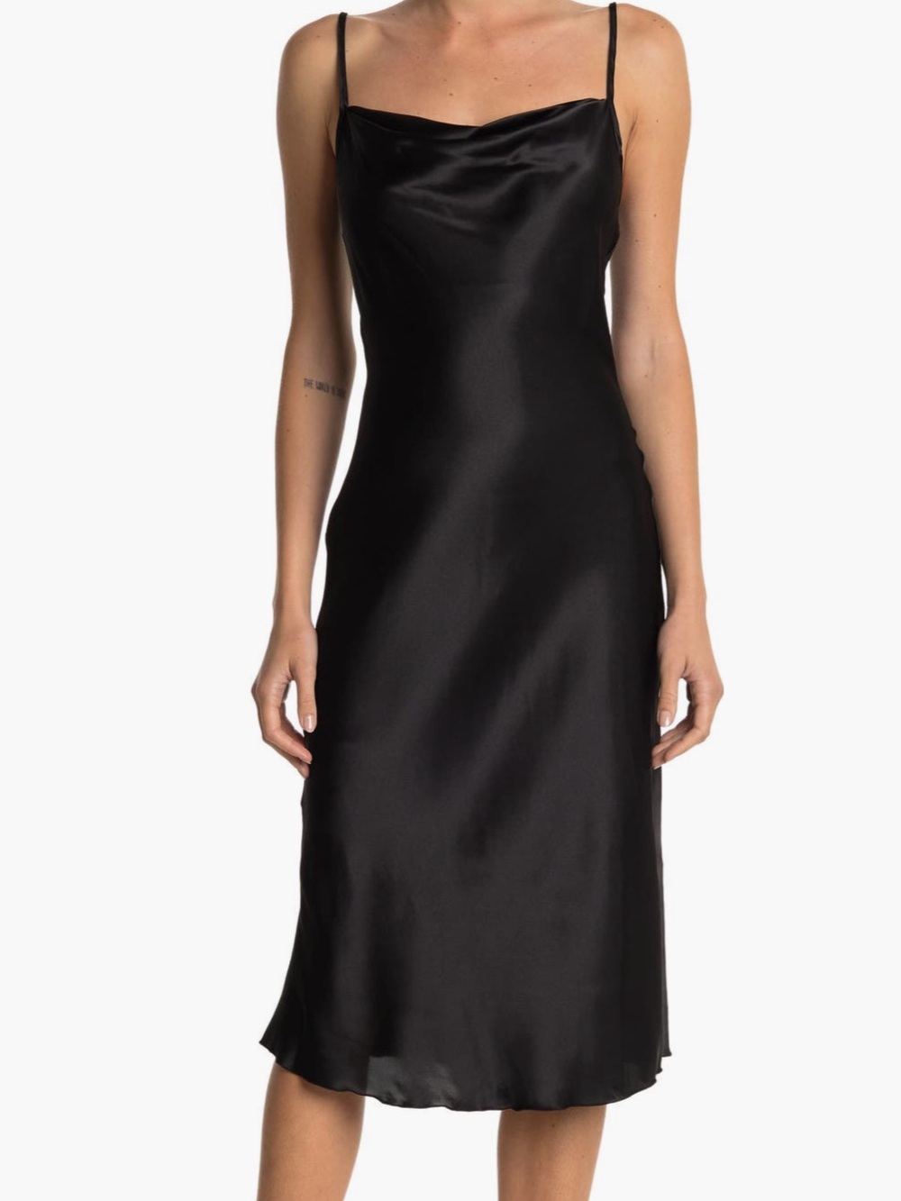 Bebe Satin Cowl Neck Midi dress Black XL Little Black Dress